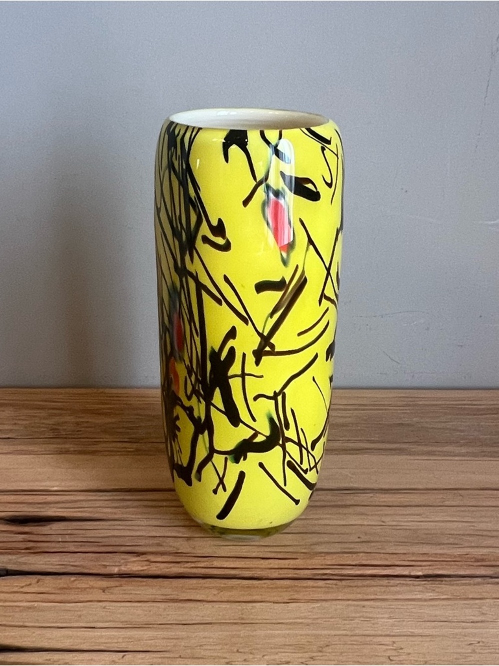 Bright Yellow Abstract Ceramic Vase